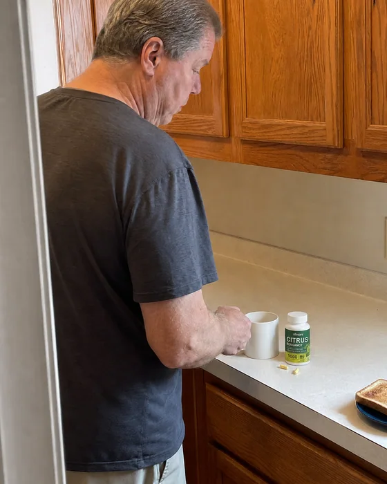 Man adding Citrus Bergamot to his kitchen routine
