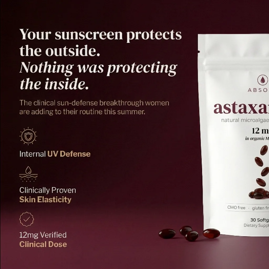 Your sunscreen protects the outside — astaxanthin works within